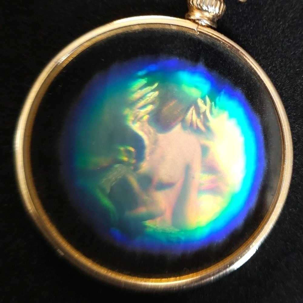 Hologram Winged Nude Woman Pendant Necklace Venus Style Iridescent